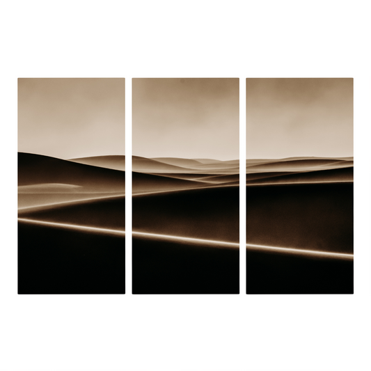 "Bronze Waves of Sand" Triptych, Desert Wall Art - Set of 3