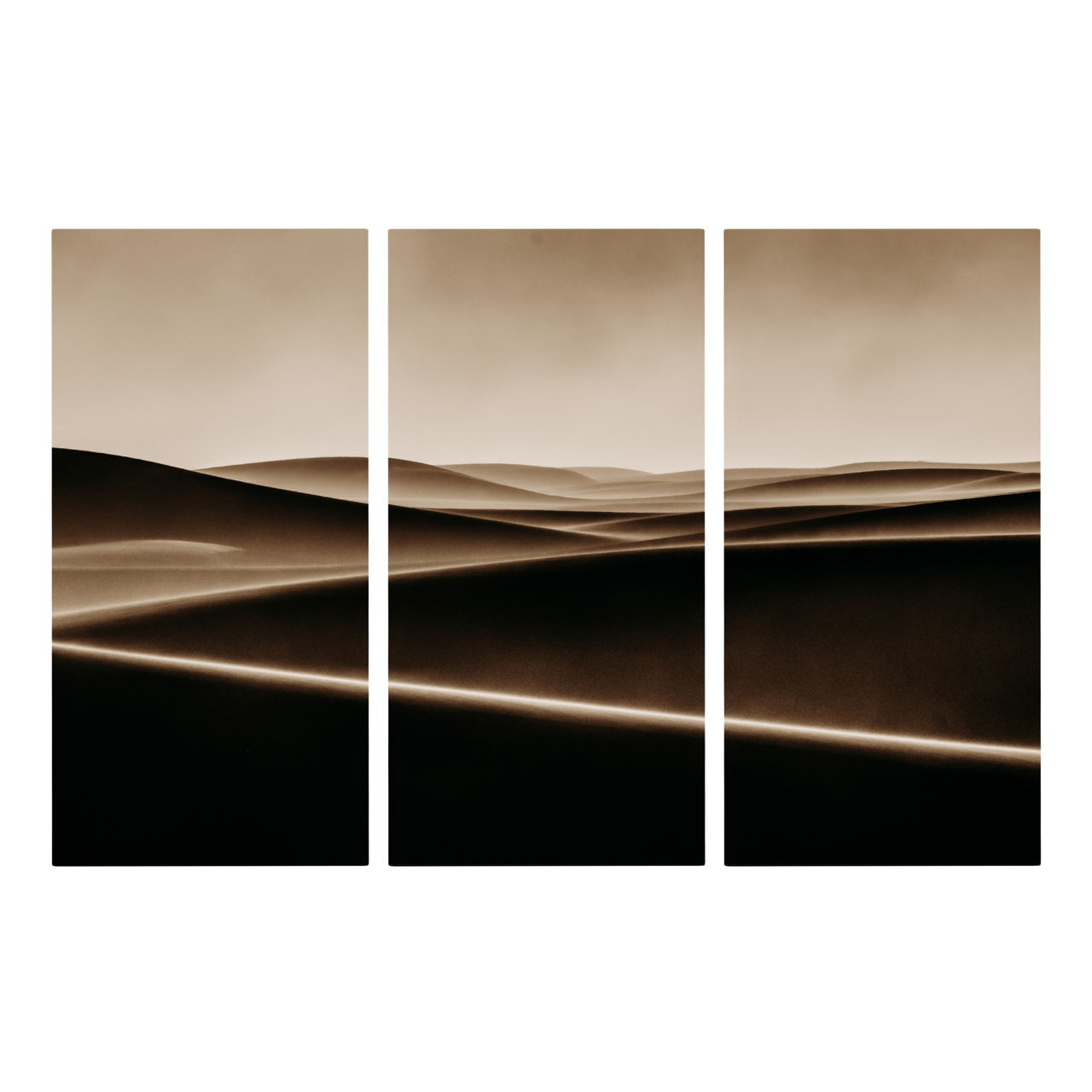 "Bronze Waves of Sand" Triptych, Desert Wall Art - Set of 3