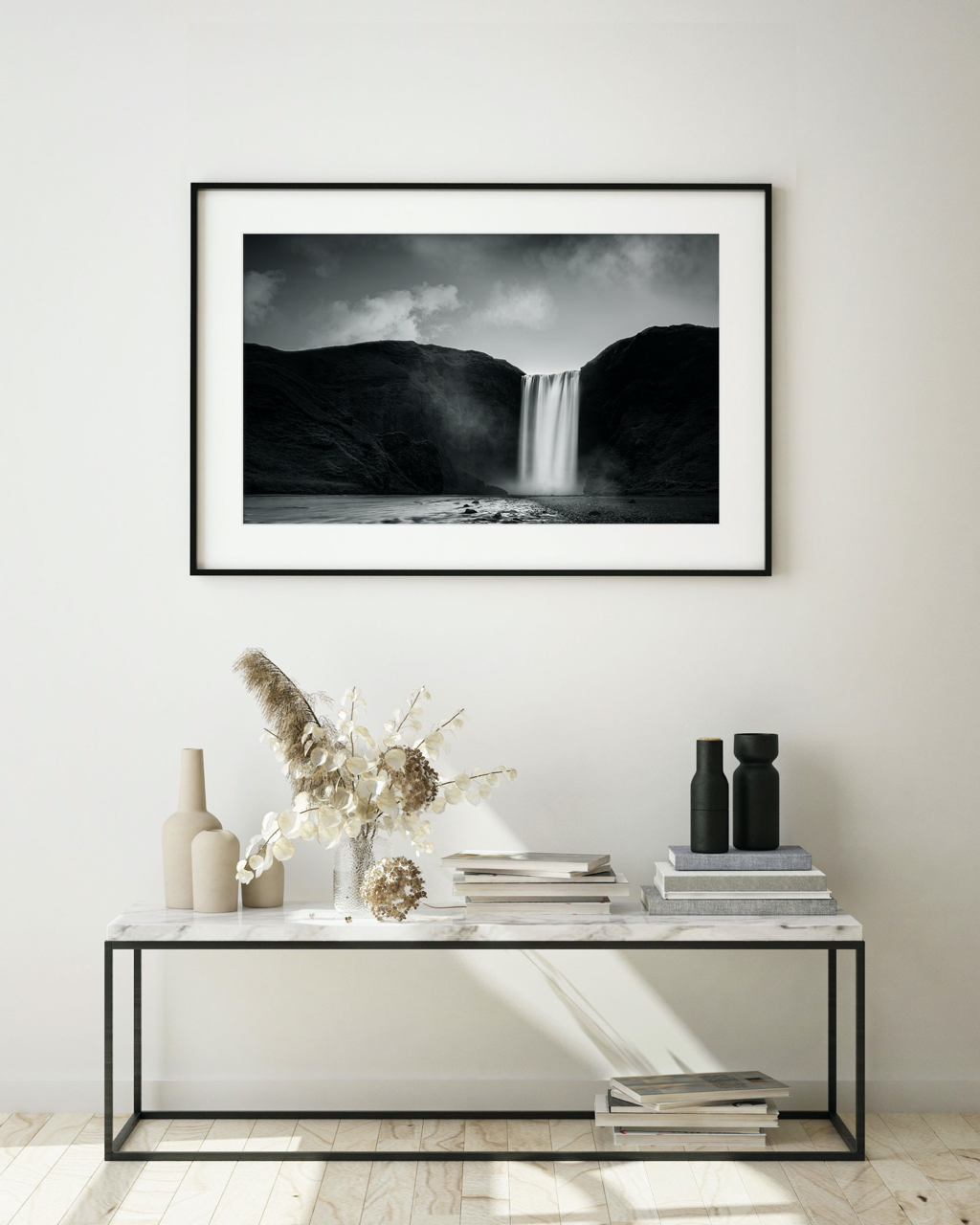"Midnight's Veil" Waterfall Art Print