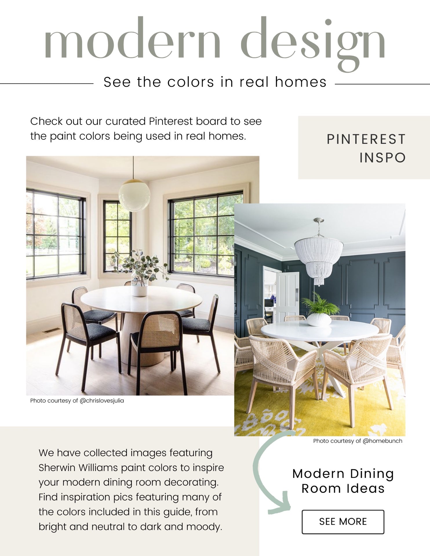 Modern Dining Room Paint Palettes - Sherwin Williams