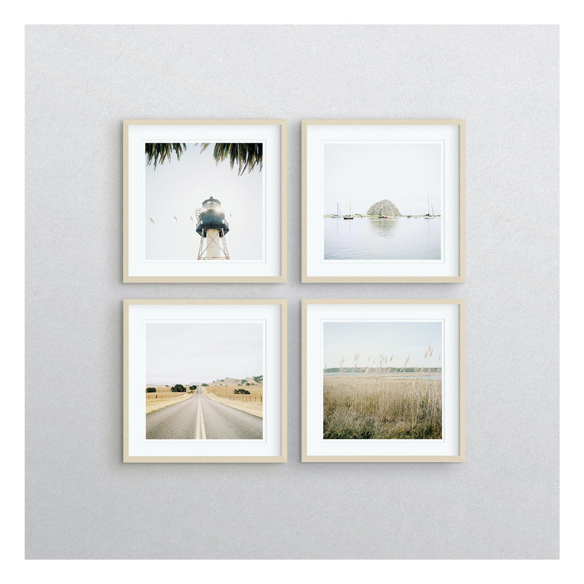 Pastel Beach - 6 Piece Framed Gallery Wall Set - Black