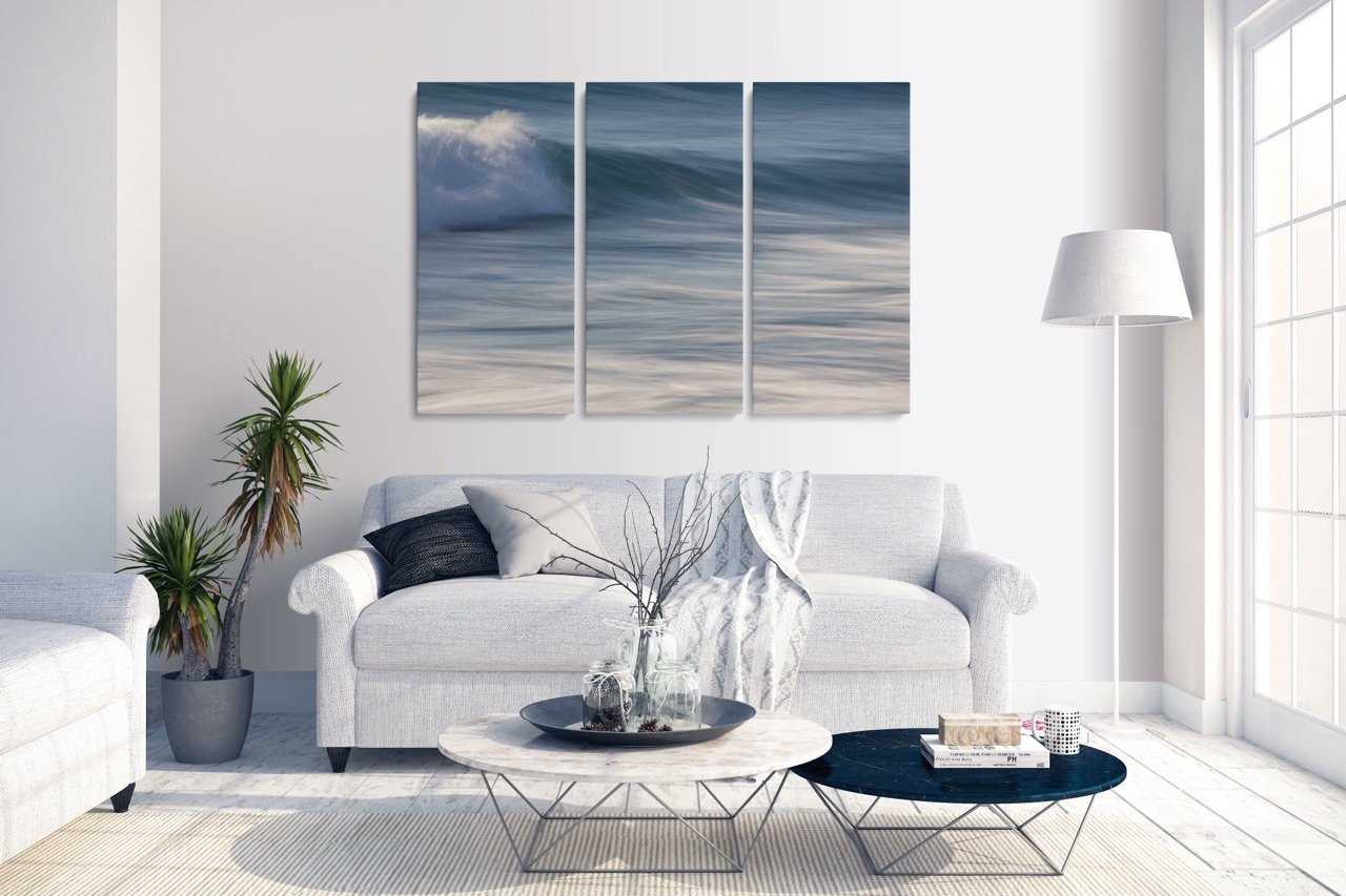 Fine Art Prints - "Deep Blue Surf Triptych" | Coastal Abstract Photography