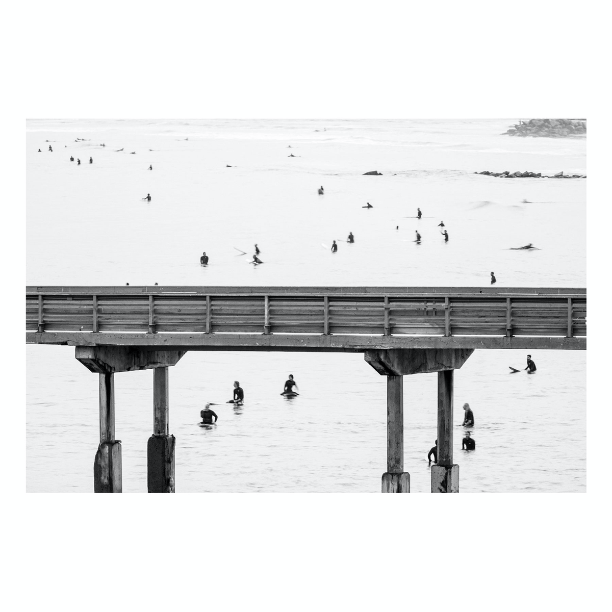 Fine Art Prints - "October Surf Session" | Black & White Ocean Surfers Photograph