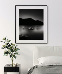 Fine Art Prints - "Silvery Night" | Black And White Mountain Lake Photograph
