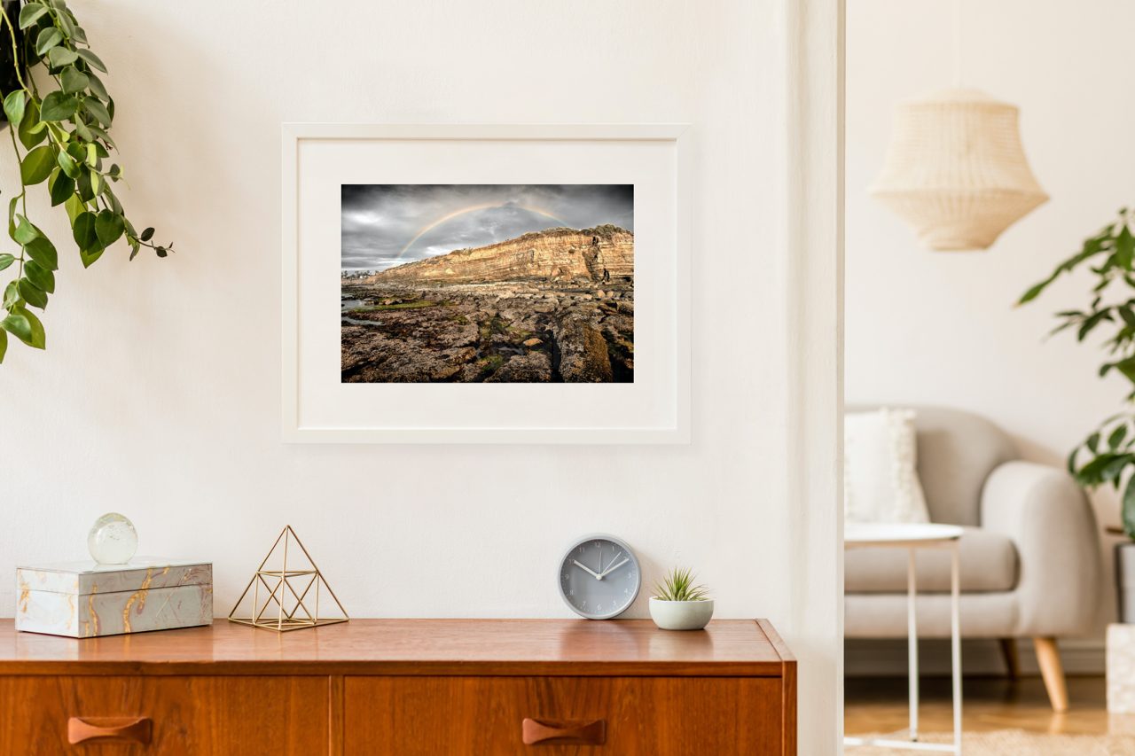 Matted Prints - "Sunset Cliffs Rainbow" | Beach Photography Prints