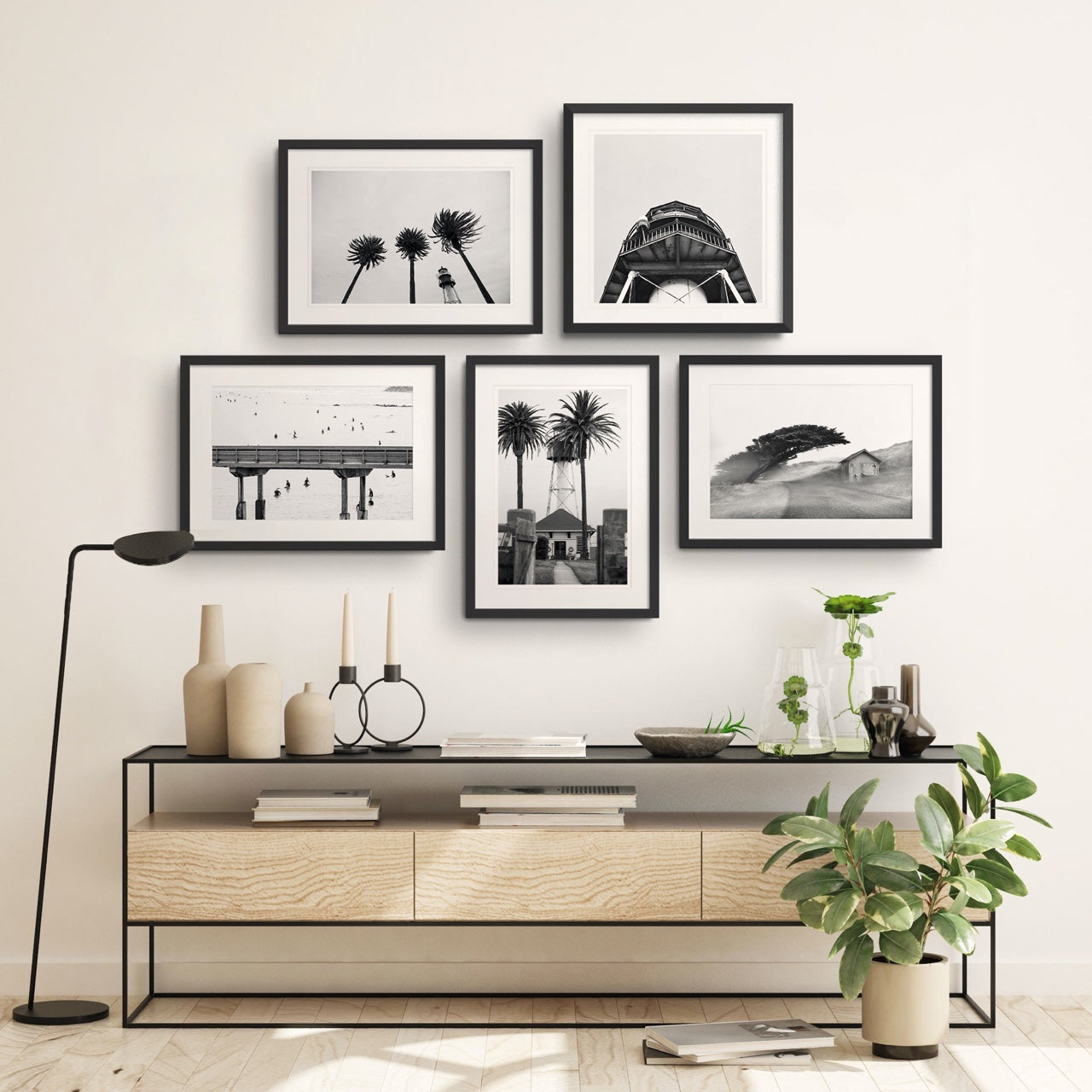 Monochromatic Coast Gallery Wall  5 Piece Art Set - MK Envision