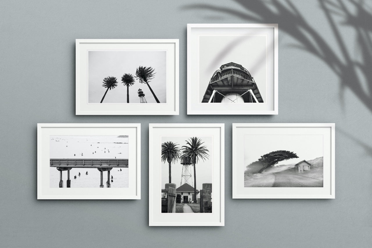 Monochromatic Coast Gallery Wall  5 Piece Art Set - MK Envision