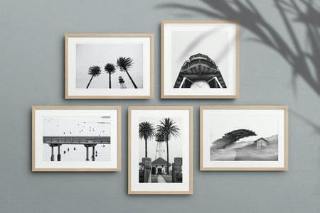 "Monochromatic Coast Gallery Wall" | 5 Piece Art Set