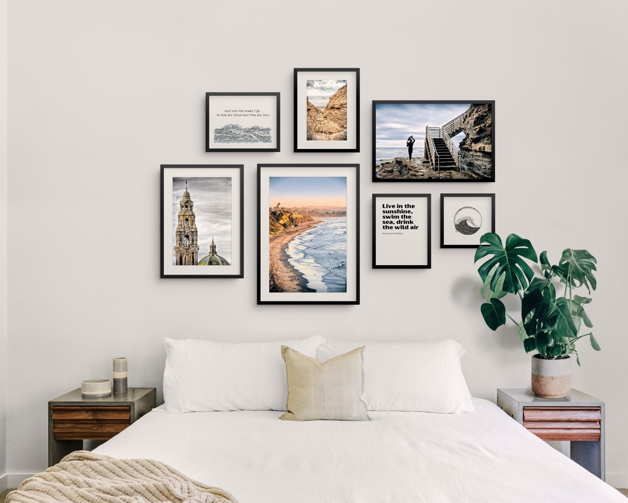 "San Diego Vibes Gallery Wall" | 7 Piece Art Set