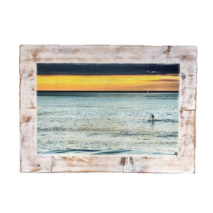 Wood Art Print - "Lone Paddler"| Wood Surf Wall Art