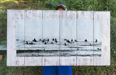 Wood Art Print - "Surf Lineup"| Wood Surf Wall Art